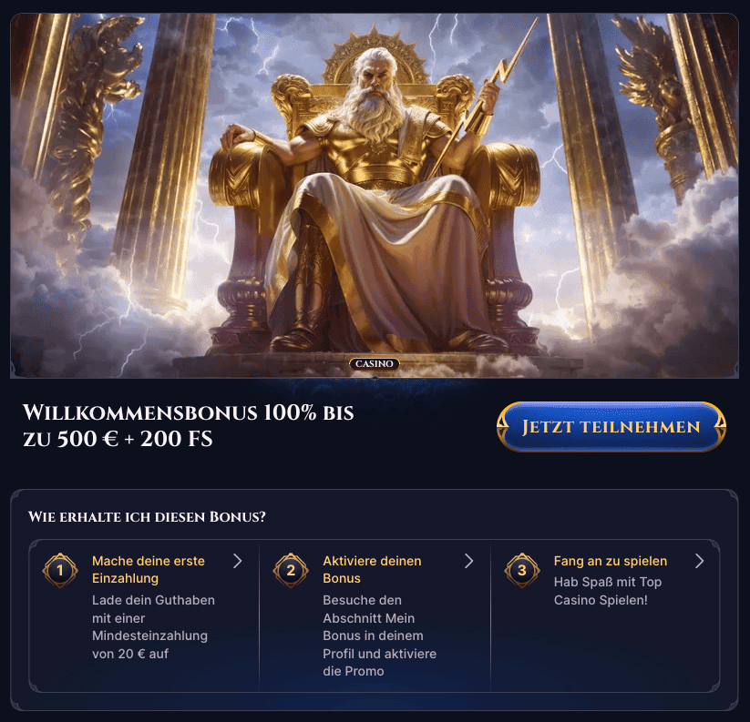 Cazeus Casino Willkommensbonus